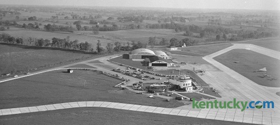 Aerial view of Blue Grass Airport,  January 1951. 