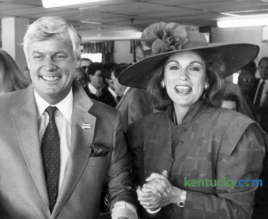 Former Kentucky Governor John Y. Brown and his wife Phyllis George Brown at the 1986 Kentucky Derby at Churchill Downs in  Louisville, Ky. May 3. 