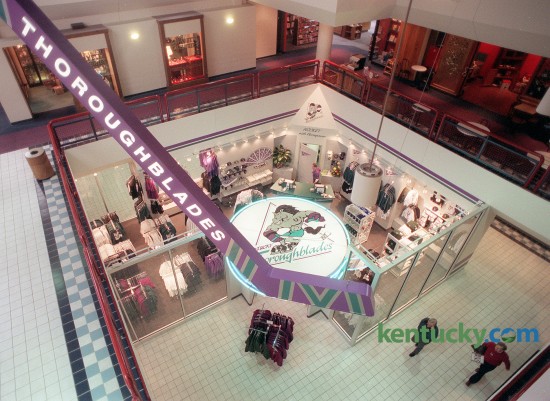 The Kentucky Thoroughblades opened a store in The Shops at Lexington Center downtown in March, 1996. The store had a giant hockey stick reaching up for three floors in the civic center shops as well as a hockey puck shaped sign. The  Thoroughblades were a minor-league professional ice hockey team in the American Hockey League from 1996 to 2001. They played their games in Rupp Arena. Charles Bertram, Herald-Leader staff