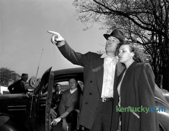 Movie director John Huston talked to actress Jean Hagen during the filming of the final scene of "The Asphalt Jungle" in 1949. The film also starred Sterling Hayden and parts of it were filmed in Lexington on the Ben Eubank farm on Briar Hill Road. Published in the Lexington Leader October 14, 1949. "The Asphalt Jungle" is a 1950 film noir  based on the 1949 novel of the same name by W. R. Burnett. 