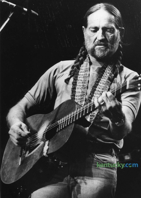 Country music singer Willie Nelson performing at Rupp Arean May 13, 1979. The concerty that night also included Waylon Jennings, Emmy Lou and Leon Russel. Nelson has played Rupp Arena seven times, including four years in a row from 1977-80. His last apparence at Rupp was in 2000 with the Dixie Chicks, Patty Griffin, Ricky Skaggs and Vida & Joe Ely. Photo by Christy Porter | staff