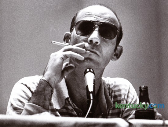 Author and Kentuckian Hunter S. Thompson made an appearance in UK's Memorial Coliseum September 18, 1980. Thompson is one of six writers that the Carnegie Center for Literacy and Learning has announced as new members of their Kentucky Writers Hall of Fame. Also included will be Wendell Berry, Guy Davenport, Elizabeth Hardwick, Jim Wayne Miller and Effie Waller Smith. The induction ceremony is January 28.  Photo by Ron Garrison | Staff
