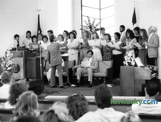 The choir at the First Assembly of God Church in Richmond, Ky. sang during a service August 14, 1988. Photo by John C. Wyatt | Staff