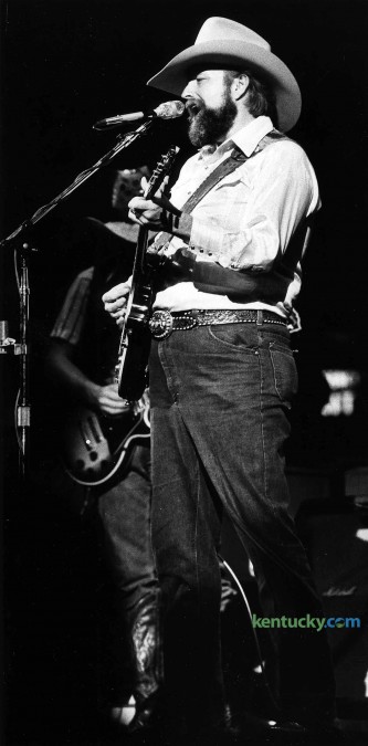 Musician Charlie Daniels performs Jan. 4, 1981 at Rupp Arena in Lexington. The singer and songwriter, known for his contributions to country, bluegrass, and Southern rock music, has played Rupp Arena six times (1976, '77, '79, '81, '82 and 2003). Daniels' best know hits was "The Devil Went Down to Georgia", which reached No. 3 on the Hot 100 in September1979 and won the Grammy Award for Best Country Vocal Performance in 1979. In 1980, "Devil" became a major crossover success on rock radio stations when it was included on the soundtrack for the hit movie 'Urban Cowboy', staring John Travolta. Daniels appeared in the movie as himslef. Photo by Ron Garison | staff