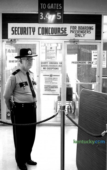 Security checkpoint at Blue Grass Airport, Dec. 9, 1974.