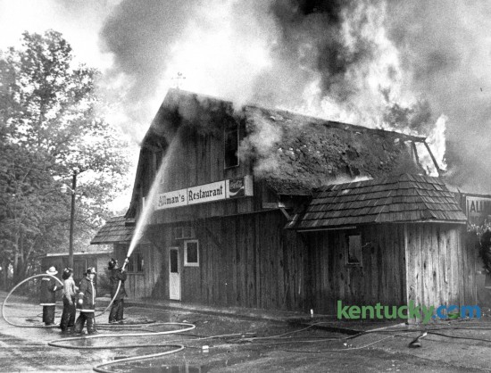 Firefighters from Clark and Madison County fought to save Allman's Restaurant on Athens-Boonesboro Road on May 15, 1976. The popular restaurant overlooking the Kentucky River also burned in 1974 and again in 1978 and did not reopen. No one was hurt in this fire, whcih was caused by a hot water boiler. The restaurant is known as the home of the original beer cheese. The origin of beer cheese can be traced back to the 1940s and the restaurant known as Johnny Allman's. The owner, John Allman, had a cousin named Joe Allman, a chef living in Phoenix, Ariz., who is said to have created the original beer cheese. Herald-Leader Archive Photo