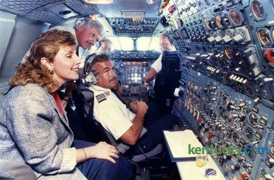 All passengers aboard the flight were invited into the cockpit, including Joan Owens of Lexington.