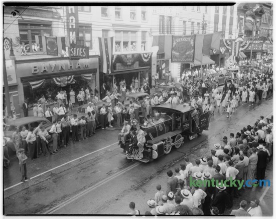 The State American Legion Parade took place on Lexington's Main Street on July 8, 1946. In the background, top right, is the Strand Theatre, 153 E. Main St, which opened in 1915 and closed in 1974.  Unpublished. Herald-Leader Archive Photo