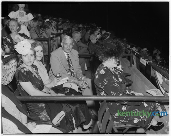 Box guests at the Lexington Junior League Horse Show in July 1946. From left to right, Mrs. Barckley Storey, Mrs. Thomas R. Underwood, Governor Simeon S. Willis. Front row, Mrs. Willis. Governor Willis gave the opening address at the show. Published in the Lexington Leader July 16, 1946. Herald-Leader Archive Photo