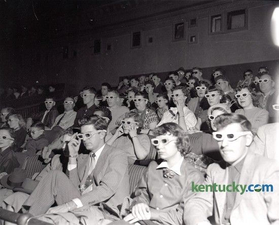 A Strand Theater audience watching one of the first full length 3-D movies at the theater on East Main Street in Lexington, Feb. 1953. Herald-Leader Archive Photo
