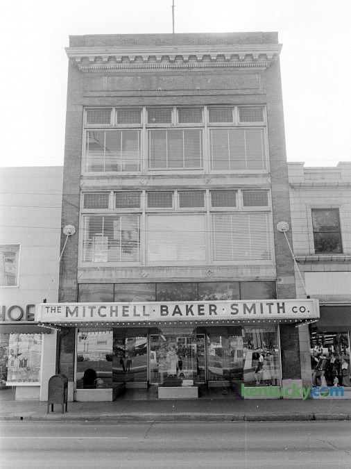 The Mitchell Baker Smith Co., 230 West Main St. in downtown Lexington, Oct. 1965. At the time of this picture, the department store was celebrating its 100th anniversary on October 3, 1965 with a ribbon cutting and employees dressed in old colthing styles. The building was torn down and is now a parking garage for the Lexington Financial Center, locally known as "Fifth Third" or the "Big Blue Building". Herald-Leader archive photo