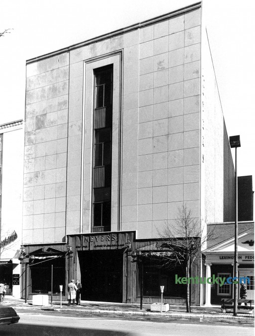 The Meyers Building in downtown Lexington at the intersection of on East Main Street and Martin Luther King Boulevard, Feb. 17, 1985. For 15 years it was a fine men's and women's clothing business. Photo by John C. Wyatt | Staff