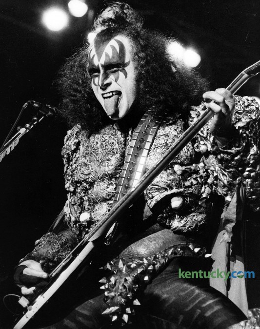 Gene Simmons, bass guitarist/co-lead vocalist  of KISS, played in Rupp Arena in Lexington, Wednesday, May 16, 1979. The tour was in support of their newly released album, "Dynasty". He co-founded the band in January of 1973. The rock band played Rupp Arena eight times from 1977-2000. Photo by Charles Bertram | Staff