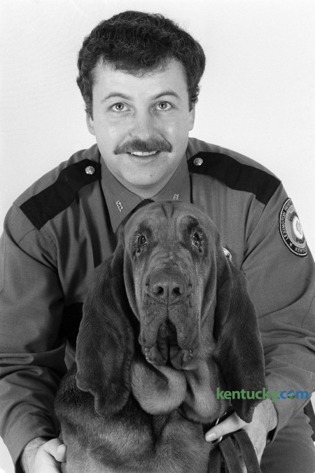 Lexington Police Officer Roy Mardis with his police dog Amanda during photo shoot in Lexington, Ky., in  February 1985. This was soon after he was named Lexington Police Officer of The Year. Mardis was accidentally shot by a state trooper during a manhunt for a murder suspect in a Mercer County cornfield on August 23, 1985. Photo by Charles Bertram | Staff