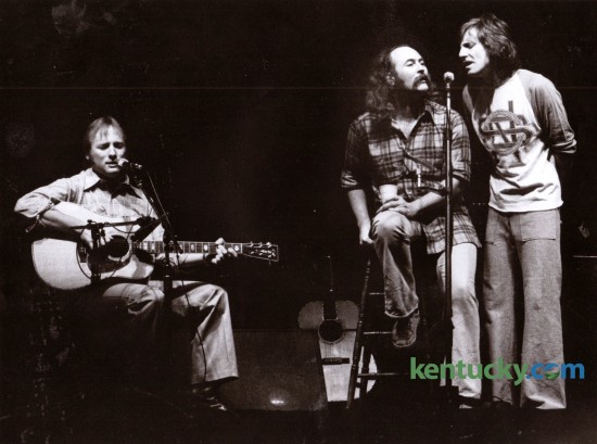 Crosby, Stills and Nash, featuring, from left, Stephen Stills, David Crosby and Graham Nash played Rupp Arena in Lexington on Sunday November 6, 1977. Photo by Ron Garrison | Staff