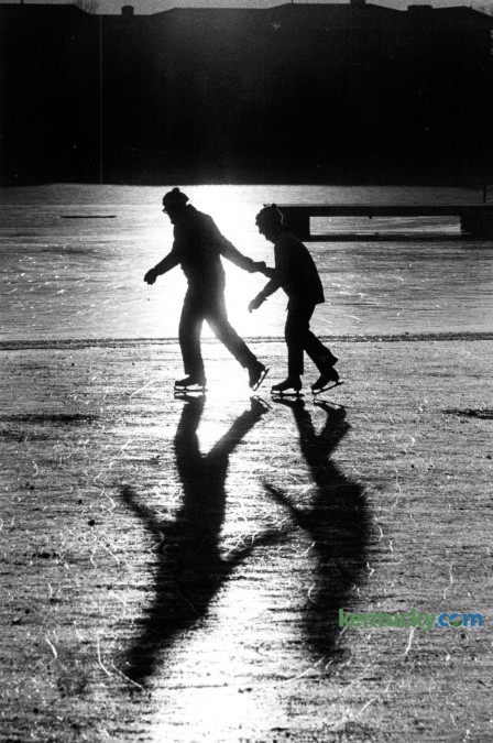 Al Winer and his wife Billy skated on the reservoir off Richmond Road on December 28, 1980. Lexington's Unified Trust Company Ice rink opens for the season today in Triangle Park. Photo by Charles Bertram | Staff