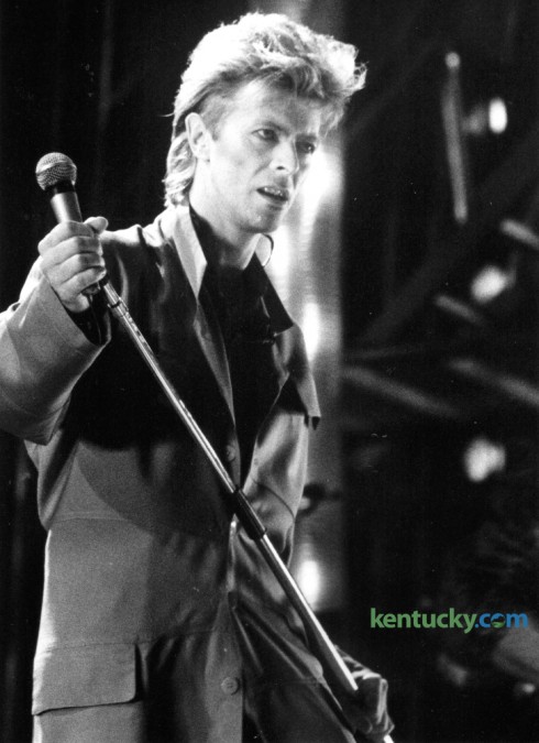 David Bowie played before a crowd of 9,000 in Rupp Arena September 14, 1987, one stop of the Glass Spider Tour, which also featured guitarists Peter Frampton and Carlos Alomar. Photo by Steven R. Nickerson | Staff