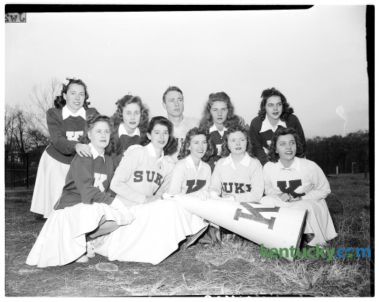 University of Kentucky cheerleaders, November 1944. Published Nov. 19, 1944 in the Herald-Leader. Herald-Leader archive photo