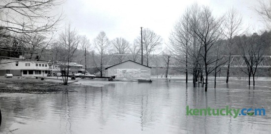 The Kentucky River covered Clays Ferry Beach and threatened the Circle H Restaurant and a motel after heavy rains across central and eastern Kentucky in late February 1962. Photo published in the Lexington Leader on Feb. 27, 1962. Lexington Herald-Leader Archive Photo