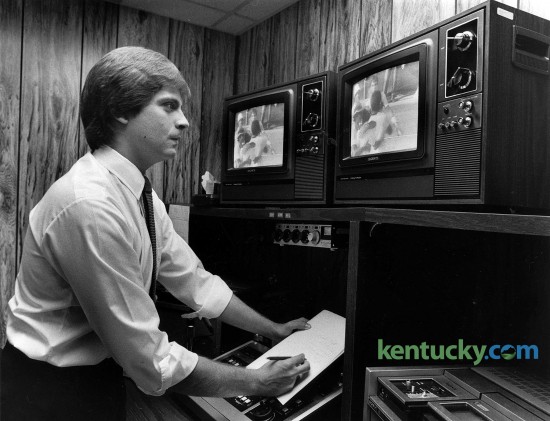 WTVQ-36's Kenny Rice in the editing room, July 12, 1982. Photo by David Perry | staff