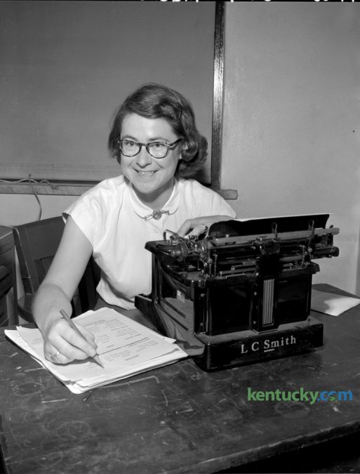Janet Anderson, May 16, 1951, the editor of the University of Kentucky Kernel, who was awarded the Fullbright scholarship for graduate study abroad. She will enroll for a year's graduate work in journalism at the University of Glasgow, Scotland.  Published in Lexington Herald May 16, 1951. Herald-Leader Archive Photo