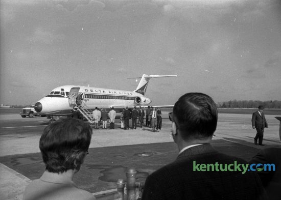 Passengers at Blue Grass Field board the first jet flight out of Lexington, March 31, 1968. The Delta Air Lines DC-9 flew to Detroit. Herald-Leader archive photo