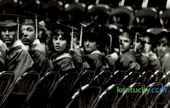 Tates Creek High School seniors listened to the school choir during commencement ceremonies June 5, 1986 in Rupp Arena. This year's Tates Creek High School graduation will be at 7pm tonight in Rupp Arena. Photo by Steven R. Nickerson | Staff