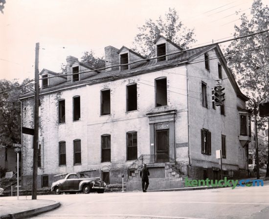 Demolition of the 150-year-old structure at High and Upper Streets, then known as Kentucky Inn, started in October of 1954. A state office building was to go up on the site to house district offices of the Department of Economic Security and other agencies. Published in the Lexington Leader October 14, 1954. Herald-Leader Archive Photo