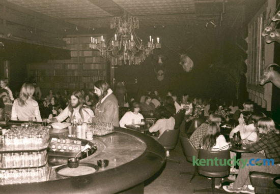 The Library Lounge in the University Plaza, a popular night club in the UK area, tried an experiment in February 1975 to allow teenagers in the club on Sundays. The alcohol was locked away, the cover charge was doubled to $2 and everyone over 18 was kept out. Phil Block, the manager, hoped that the Sunday openings would help the club's community image and that possibly kids would tend to roam less on Friday and Saturday nights to save their energy for Sunday. Photo by Chela Richardson | Staff