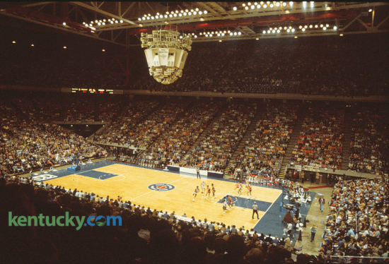 The University of Kentucky men's basketball Wildcats made their move into Rupp Arena on Nov. 27, 1976, playing against the University of Wisconsin and ending over two decades of play in historic Memorial Coliseum on UK's campus. The Wildcats won 72-64, playing in front of 23,266 fans. Photo by David Perry | Staff
