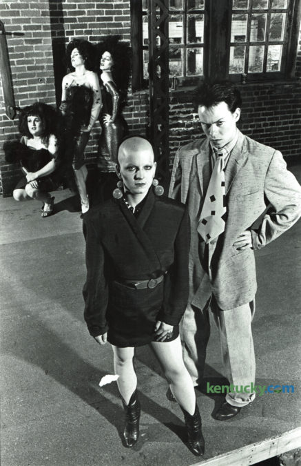 The Thrusters, the Lexington new-wave band, was fronted by singer and dancer Becky Sturdivant, left, and Bradley Picklesimer, lead singer, when they posed for a photo in February 1981. In the background are the Mystery Girls, Audrey, Trixie and Chris, the band's go-go dancers. In the 1980's Picklesimer, was Lexington's premiere drag queen and performed at a variety of downtown bars and nightclubs, including two he owned, Club au Go Go and Cafe LMNOP. In 1991 he moved to Hollywood and became a successful event planner. He has recently moved back to Kentucky to his family home in Johnson County and was featured in an article in Saturday's Herald-Leader. Photo by Ron Garrison | Staff