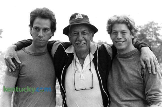 Oscar-winning actor José Ferrer and sons Miguel, left, and Rafael, were in Woodford County in June 1982 for the filming of a Thoroughbred racing movie, “And They’re Off.” All three Ferrers had roles in the film, as did George Clooney in his first film role. José Ferrer, who won the 1950 best actor Oscar for his role in “Cyrano de Bergerac,” was married twice to Kentucky native Rosemary Clooney, George’s aunt. Miguel and Rafael were two of their five children. Miguel Ferrer, who was 25 when this photo was taken, died Thursday at age 61. He had been fighting throat cancer. He had a long TV and film career, including key roles in the series “Twin Peaks,” “Crossing Jordand” and more recently “NCIS: Los Angeles.” He also had key roles in the films “Robocop,” “Traffic” and “The Manchurian Candidate.” “And They’re Off” had a $10 million budget but earned only $7 million at the box office. Published in the June 13, 1982 Sunday Herald-Leader. Photo by Joyce Rupolph.